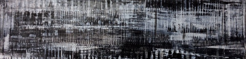 Todo pasa y todo queda (Everything pases by but remains) Acrylic on wood panel 12×48